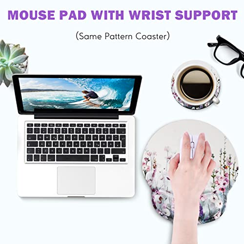 Dinky Ergonomic Mouse Pads, Cute Mouse Pad With Wrist Rest Support Gel, Non-Slip Pu Base Mouse Mat With Memory Foam For Home, Office And Gaming, Easy Typing & Pain Relief (Blooming Flower) #TOP5