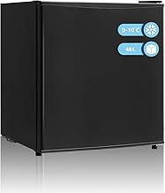 Mini Counter Fridge 48L, Small Table Top Mini Fridge with Reversible Door, Top High Temperature Resistance, Low Noise for Bedroom, Office, Black