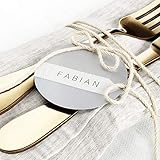 sendmoments Tischkarten Konfirmation personalisiert, Richtungsweisend, 200er Set Anhänger rund mit Band, einzeln individualisiert mit den Namen der Gäste, Tischdeko