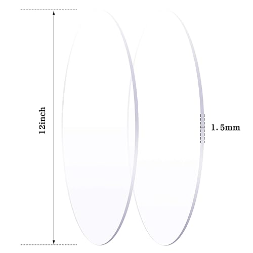 Miniatura 2 de Zonon 2 hojas redondas de acrílico transparente de 12 pulgadas, disco acrílico para tartas de 116 pulgadas de grosor, disco circular transparente