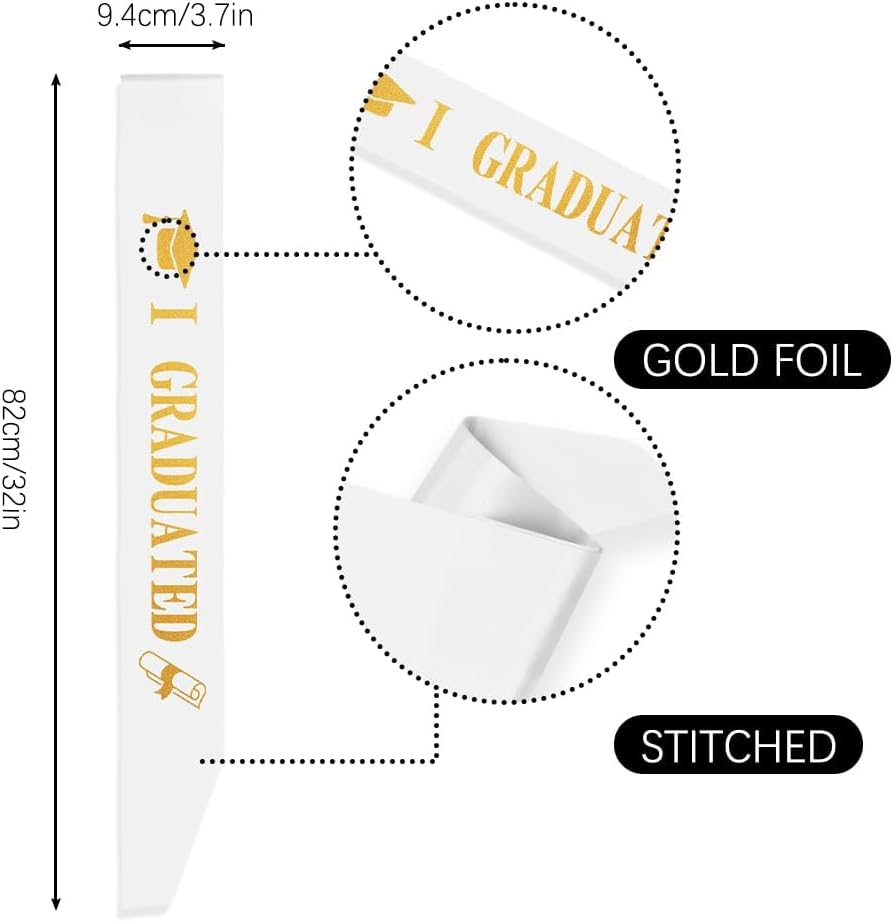 Graduation Sash 2025 Graduation Stole 8PCS White Graduation Decorations Class Of 2025 Graduation Party Decor Graduate Sash Graduation Stuff Graduation Decor Graduation Decoration For Graduation 2025 - Image 2