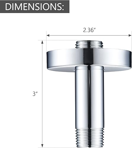 Miniatura 4 de Brazo de ducha de extensión montado en celda (se vende con brida de brazo de ducha) Reemplazo para D U4996 de 3 pulgadas, cromado
