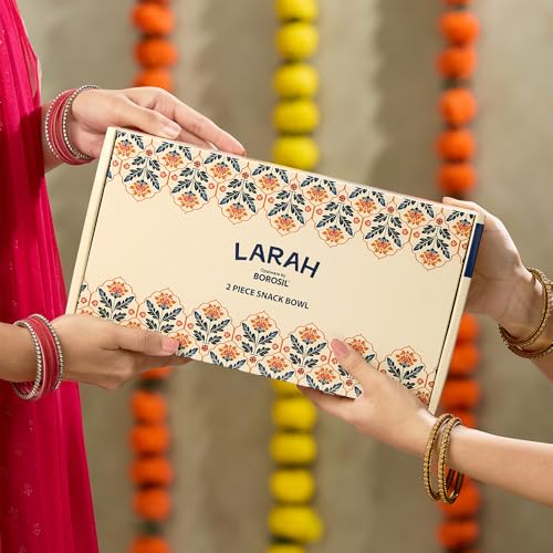Image of Larah by BOROSIL Tribe & Clan Opalware 2 pc Snack Bowl Set | 515 ml x 2 Pasta Bowl Set | Microwave & Dishwasher Safe, Bone-Ash Free | Crockery Set Ideal for Daily Use & Gifting, White
