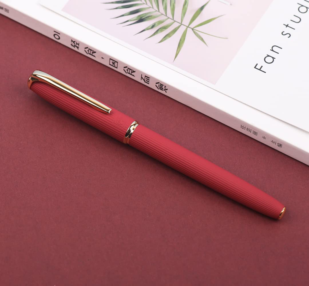 Picasso 916 Natural Series Stylo plume en métal avec coffret cadeau (pointe F 0,35 mm, rouge érable)