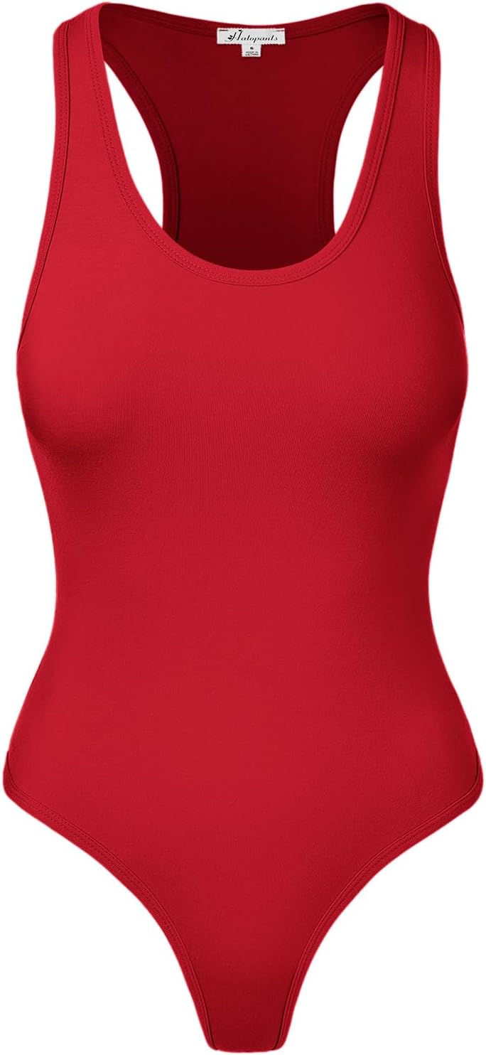 Women’s Tank Top Bodysuits Sleeveless Scoopneck Racerback Cotton Jumpsuits