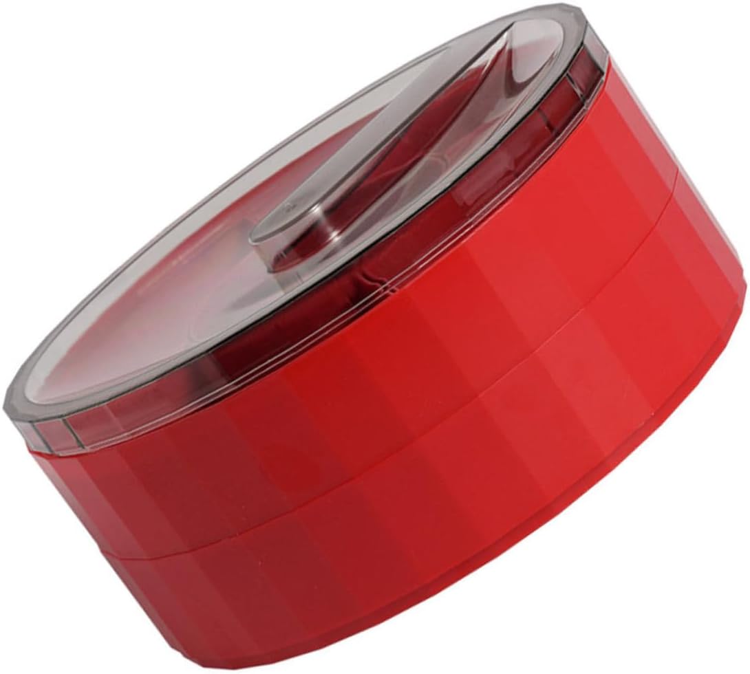 1pc Double-layer Rotating Fruit Snack Tray Lid Stylish Plastic Dried Fruit Box for Home Storage Container for Parties and Picnics Red Design