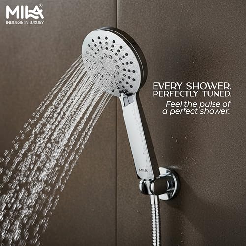 Image of Mila Aquapulse 3-Function Hand Shower | Rain, Massage, Mixed Spray Modes | Chrome Finish |Modern Design | Includes Hose (1.5m), Bracket & Installation Kit