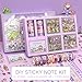 Girls DIY Diary 185 Pcs Diary Set,Toys for Ages 8-13,DIY Stationery Set, Thin Stickers and Little Daily Supplies Birthday Gifts for Girls Fun, Cute Art & Crafts Scrapbook Kits,Purple