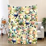 SDY Frog Cartoon Cute Throw Blanket, Unique Gifts Throw Blankets for Kids, Teens, Animal Lovers, Soft Frog Blanket Microfiber Flannel Breathable and Lightweight