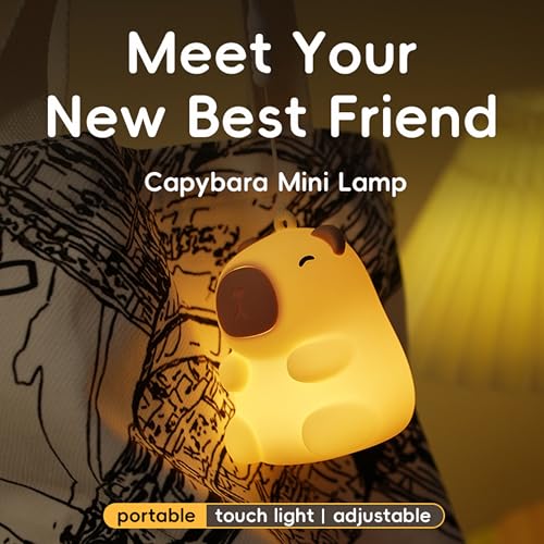 Image of Mini Capybara Night Light, 7 Colors Dimmable Bedside Lamp, Touch Control Night Lamp, Used for Camping Party Room Decor (Mini Capybara)