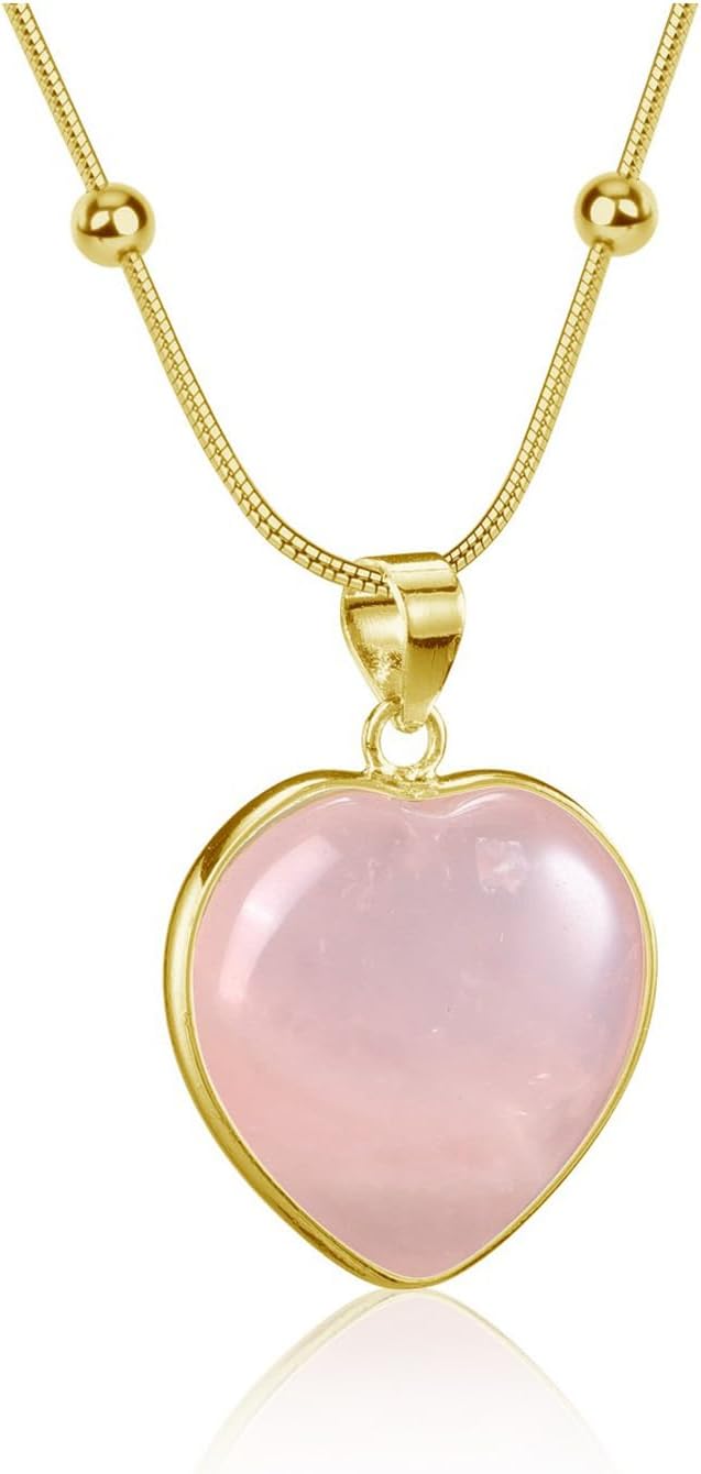Jovivi Real Healing Crystal Necklace for Women 14K Gold Plated Crystal Heart Gemstone Pendant Necklace Natural Stone Reiki Quartz Jewelry Anniversary Birthday Christmas Gifts for Her