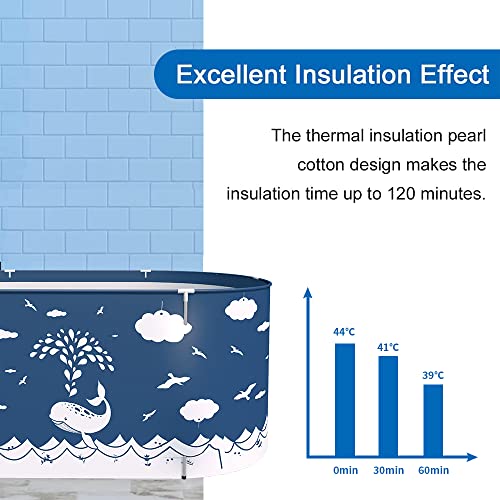 Foldable Bathtub Portable Soaking Bath Tub,Eco-Friendly Bathing Tub For Shower Stall,Thickening With Thermal Foam To Keep Temperature… (Xl Blue Whale) #TOP1