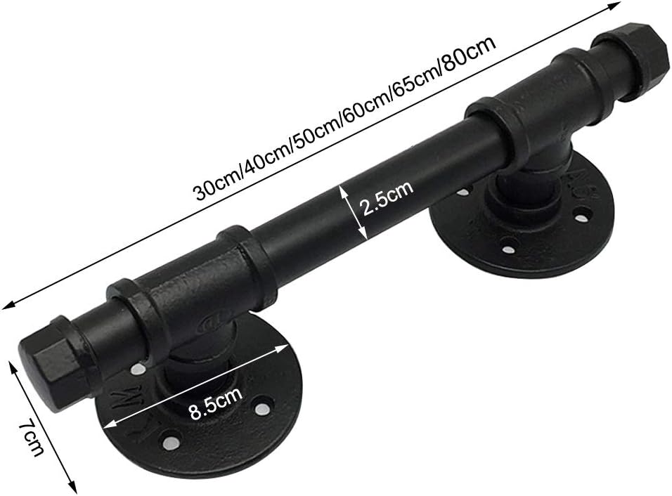 Black Cast Iron Door Pull Handle - Retro Water Pipe Design for External Internal Doors, Heavy Duty Sliding Gate Garage Shed Handles Replacement Hardware Sets