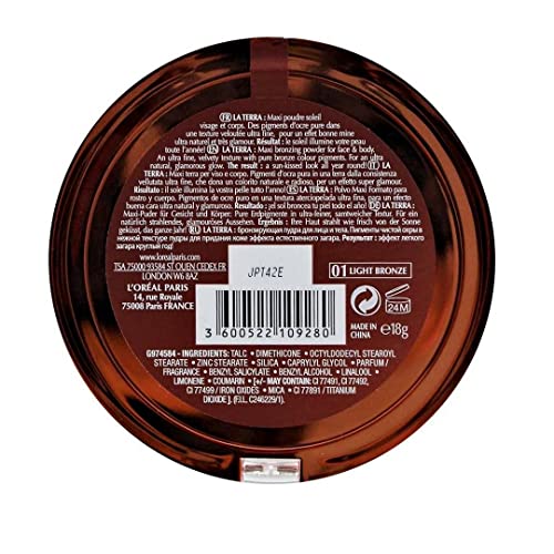 L'Oreal Glam Bronze Bronzer Powder 18 grams 01 Light La Terra Portofino Leggero - Image 5