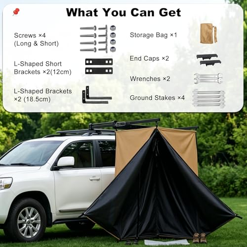 Tienda de ducha con toldo para portaequipajes de techo 5.6 x 3.3 pies, refugio privado para camping en auto miniatura 5