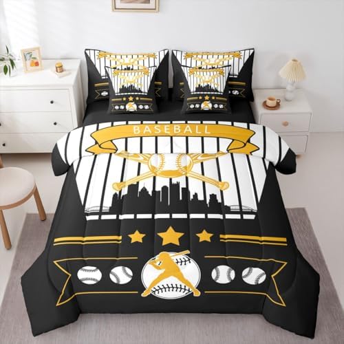 Erosebridal Baseball Twin Bedding Set - Baseball City Bed in A Bag Comforter Set