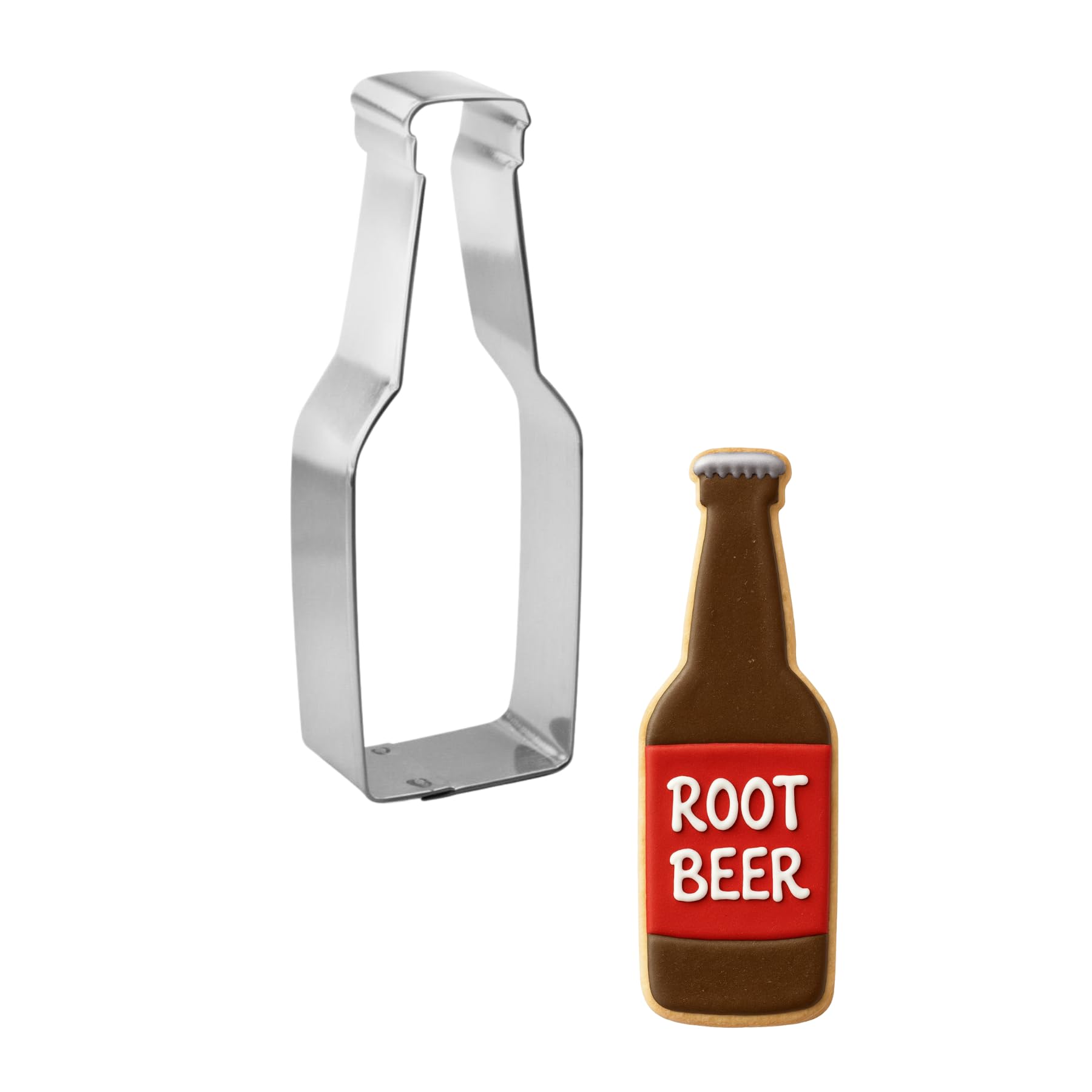 Juego de 4 cortadores de galletas para botellas y tazas, HS0465 con tarjeta de recetas de galletas de azúcar. Marca Foose USA