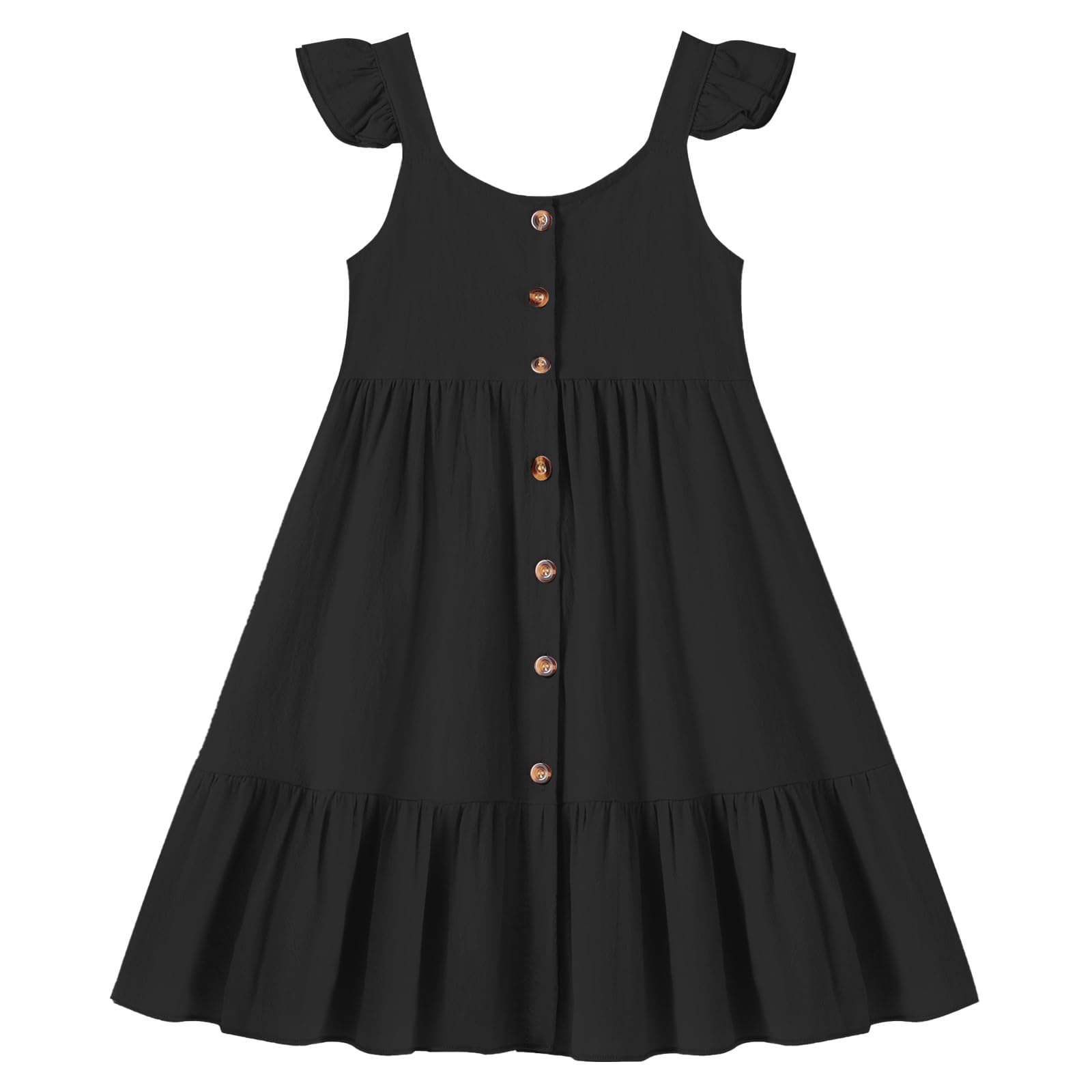 TATAKERI Toddler Baby Girls Summer Dress Ruffle Halter Sleeveless Casual Little Girl Dress with Button 18M-6T