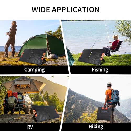 VLAIAN 100W Portable Solar Panel for Power Station Generator,100 Watt Foldable Solar Panel Charger with MC4 Output,3-in-1 DC Connector,23.5% High Efficiency for Outdoor Camping RV Travel(100W) by VLAIAN - Image 8