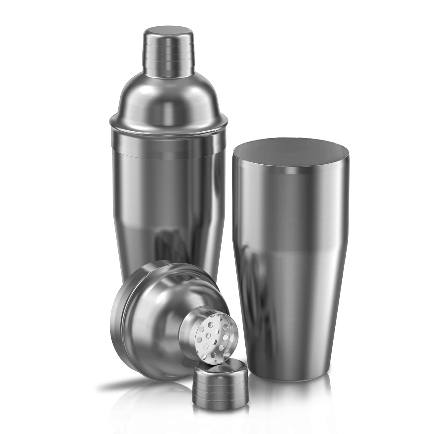 LUCKYGOOBO Coctelera con jarra de doble medición, acero inoxidable 18/8, juego de coctelera Martini de 24 onzas, coctelera de bebida integrada, kit de camarero (negro)