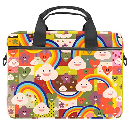 Sacoche ordinateur portable 13,3 pouces multicolore avec bandoulière et motif nuages