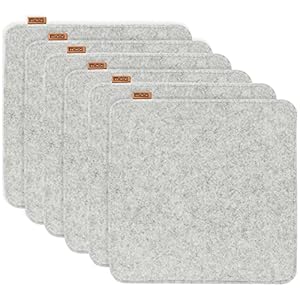 MIQIO Design zitkussen, rechthoekig, van vilt, 35 x 35 cm, 6-delige set, wasbare stoelkussens, antislip, gezellige tuinkussens en bierbankkussens