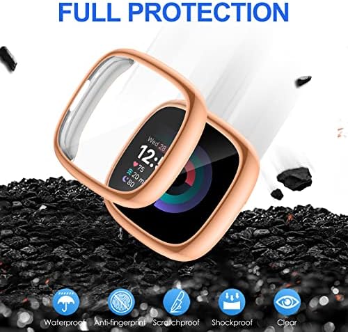 RIOVO [3 Pack] Screen Protector Compatible with Fitbit Versa 4/Sense 2, Soft TPU Full-Cover Versa 4 Screen Protector Anti-Scratch, Protector Bumper Case Compatible with Fitbit Versa 4 Screen Protector