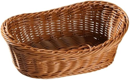 Fabig収納バスケット 楕円形 パンかご PP 製 洗える 野菜果物収納 籐風 和風 オーバル ベーカリーディスプレイ 雑貨収納K12