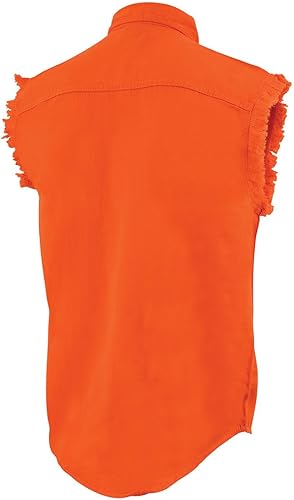 Miniatura 4 de Milwaukee Leather DM1002 Camisa vaquera ligera negra para hombre con corte deshilachado sin mangas