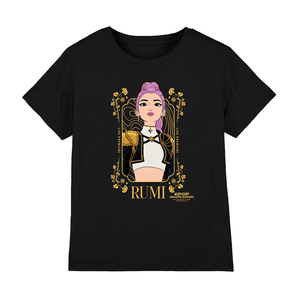Kpop Demon Hunters Rumi Golden Frame Kids T Shirt, Black, 9-11Y