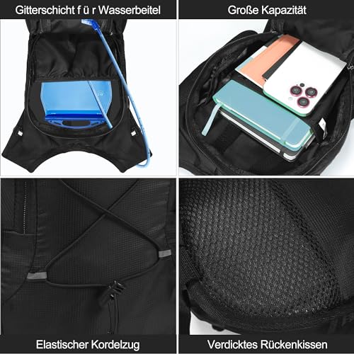 OSIGEI Mochila de Bicicleta Ultraligera con Red para Casco, Mochila de hidratación, Impermeable, para Senderismo, Escalada, Ciclismo, Correr, Camping, Mochila Deportiva Ultraligera - imagen 3