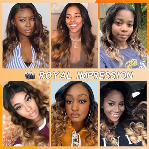 Image of 16A Ombre Body Wave Bundles Human Hair (T1B /30 /27,22 inch 22 inch 22 inch) 100% Real Human Hair 3X Longer Lifespan 100% Unprocessed Brazilian Virgin Hair Ombre Brown Body Wave Human Hair Weave Bundles