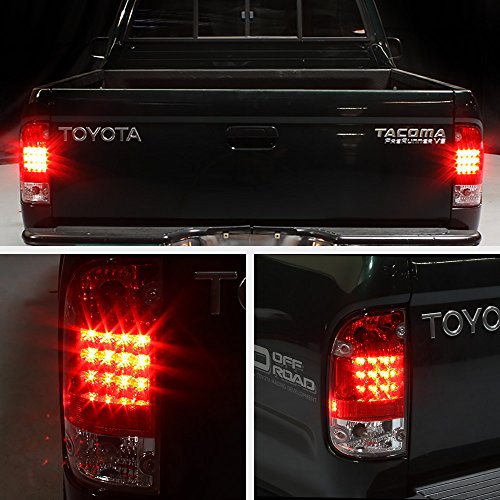 [For 1995-2000 Toyota Tacoma] Vipmotoz Premium Led Tail Light Lamp - Rosso Red Lens, Driver & Passenger Side #TOP6