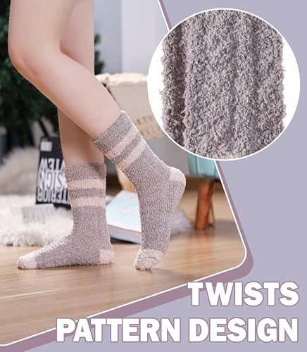 Image of LANLEO Fuzzy Socks for Women Soft Cozy Fluffy Slipper Winter Warm Microfiber Plush Sleeping Socks