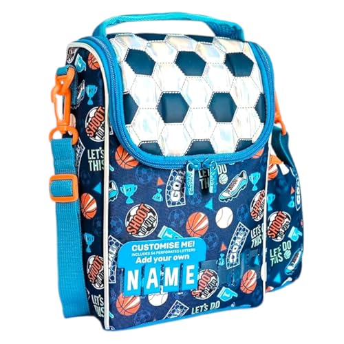Image of Kids Double Decker Cooler Insulated Lunch Bag Large Tote for Boys, Girls, Men, Women, with Adjustable Strap (football-ln-bag-03)
