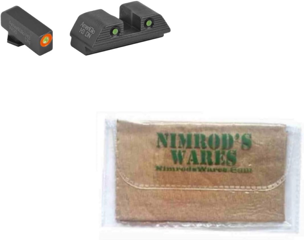 Nimrod's Wares AmeriGlo Glock Gen 5 17 19 19X 26 45 Trooper Night Sights Set GL-818 Bundle with Microfiber Cloth