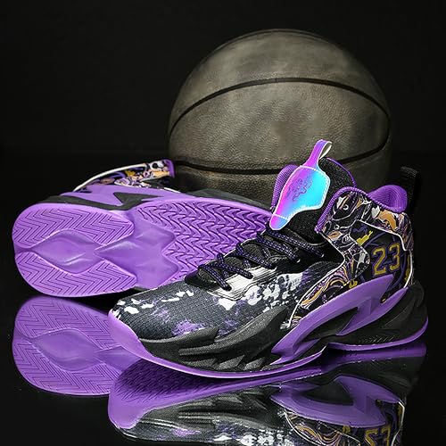 Image of Men's High-Top Basketball Shoes Anti-Slip and Wear-Resistant Soles Running Shoes Graffiti Design Fashionable Sports Shoes