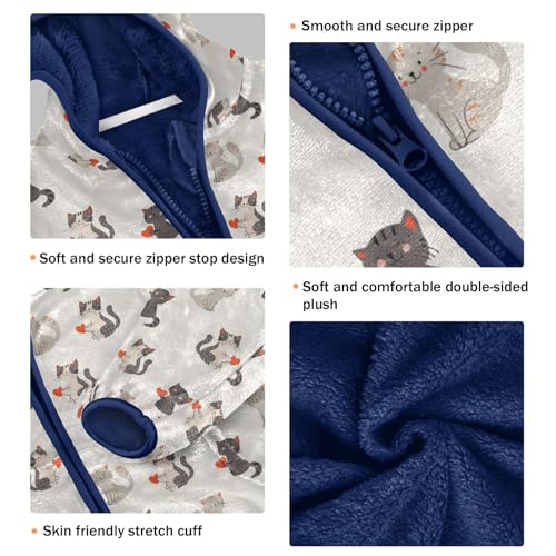 Cute Colorful Kittens Girls Fleece Jacket Girls Fall Jacket Girls Zip Up Hoodie Girls Sherpa Jacket 2-10T3