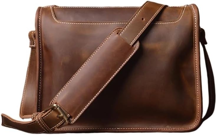 Leather Men's Messenger Bag Handmade Zipper Laptop Shoulder Bags