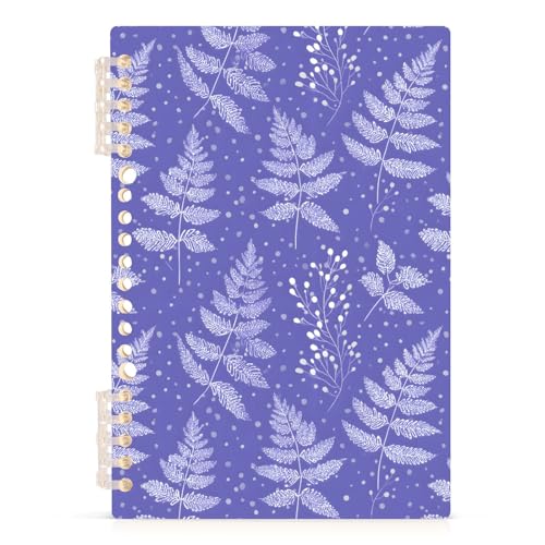Mnsruu Herb Leaf Purple Spiral Notebook Journals 1 Pack, Hardcover Lined Journal for Women, A5 College Ruled Notebooks for Journaling Writing Work Office School 5.7x8.3 Inch