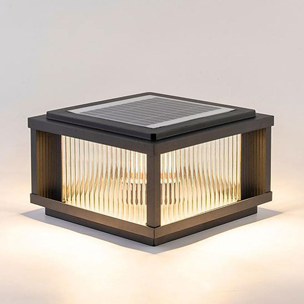 1 Pack Waterproof Solar Garden Lights Solar Powered Warm White Column Lamp Outdoor Floor Lamp with Clear Glass