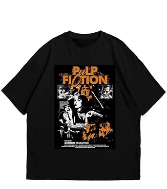 PULP FICTION Tシャツ Buy Vespberry Pulp Fiction Black Oversized T Shirt for Men and