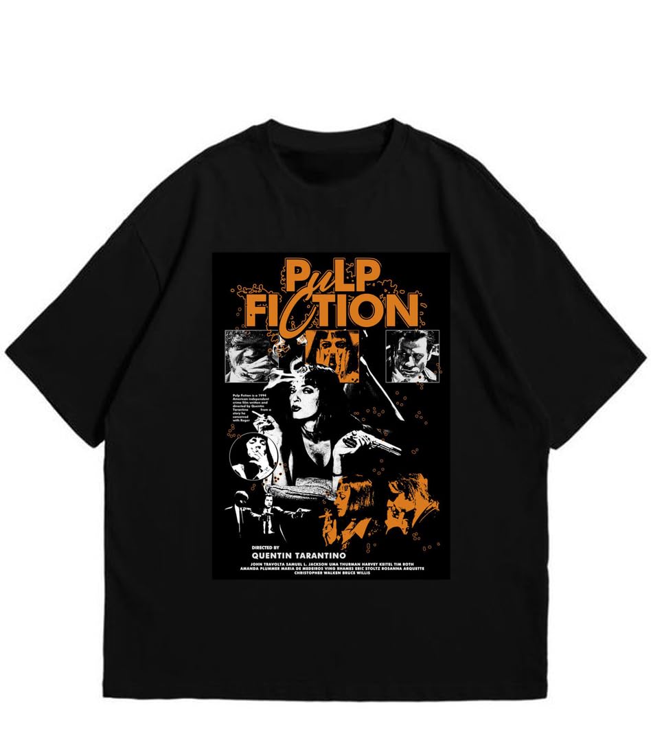 Pulp Fiction Tシャツ ブラック Buy Vespberry Pulp Fiction Black Oversized T Shirt for Men and