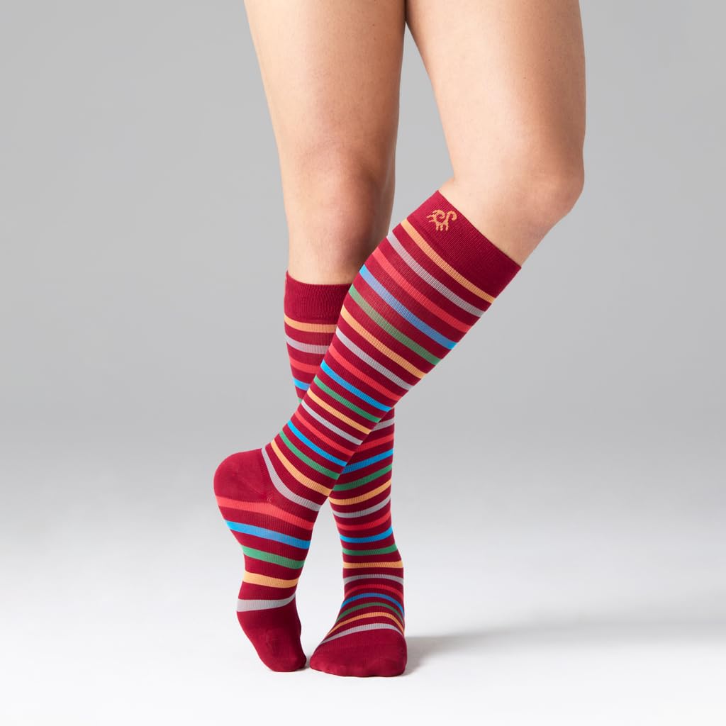 SOLIDEA Gambaletti STRIPE GAME IDRA, Colore RUBINO. Calze a compressione graduata 15/21 mmHg Art. 0640A0