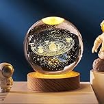 3D Planet Crystal Ball Night Light, Space Galaxy Crystal Ball with Wooden Base,3D Engraved Solar System LED Light Base for Kids,Gifts for Mother's Day Christmas Thanksgiving (Solar System)