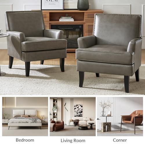 Sillón Moderno Piel Sintética Gris miniatura 6
