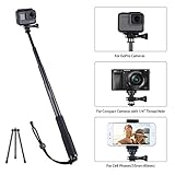 Vicdozia Selfie Stick, 37.5'' Waterproof Extendable Monopod with Mini Tripod Stand Compatible GoPro Hero(2018) Hero 7/6/5/4/3+/3/2/1/Session, AKASO SJCAM Xiaomi Yi, Compact Cameras and Smartphones