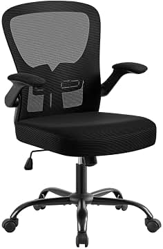 Yaheetech Silla de Oficina con Ruedas Negra Silla Ergonomica con Reposabrazo Ajustable Silla de Escritorio Despacho Silla de Malla