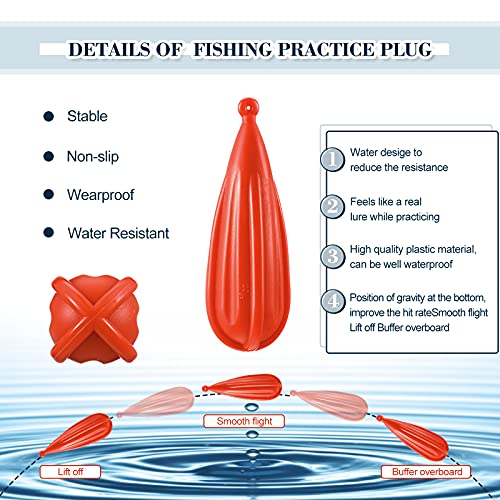 Fishing Practice Plug Fishing Casting Plug Baitcasting Rubber Practice Plug Suitable For Kids Improving Casting Skill, 6 Sizes (6 Pieces) #TOP2