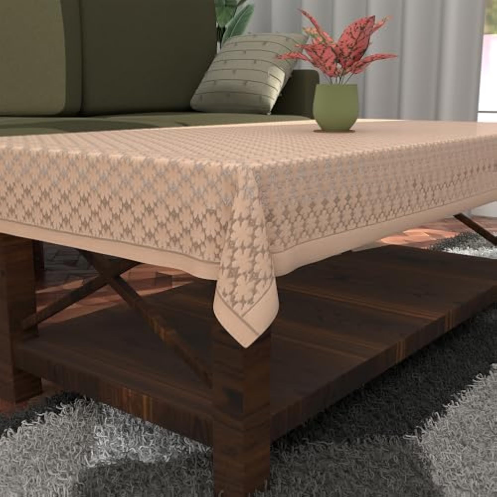 Center & Dining Table Cover Set, Black Bird Net Design
